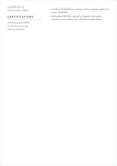Free Cartographer Design GIS ATS Resume Template, AI Resume Builder