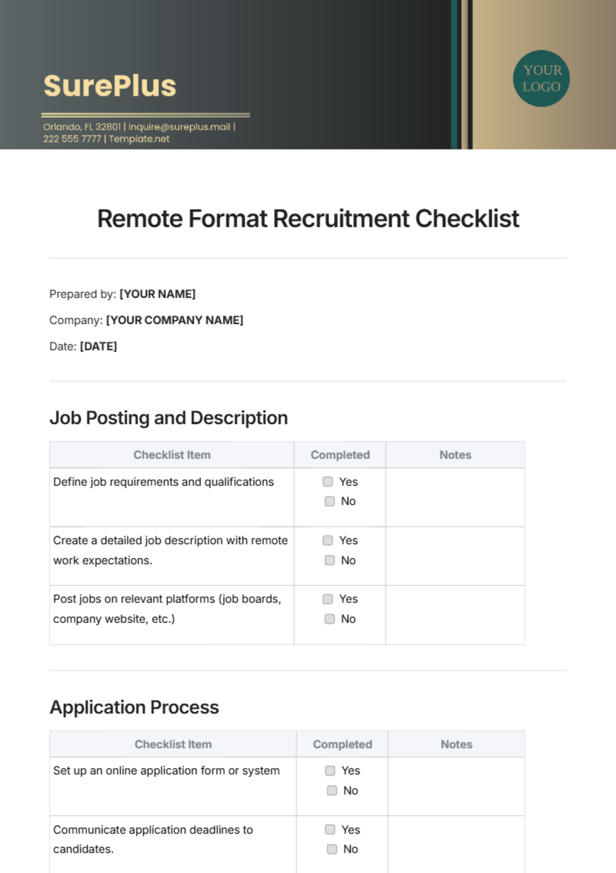 Remote Format Recruitment Checklist Template