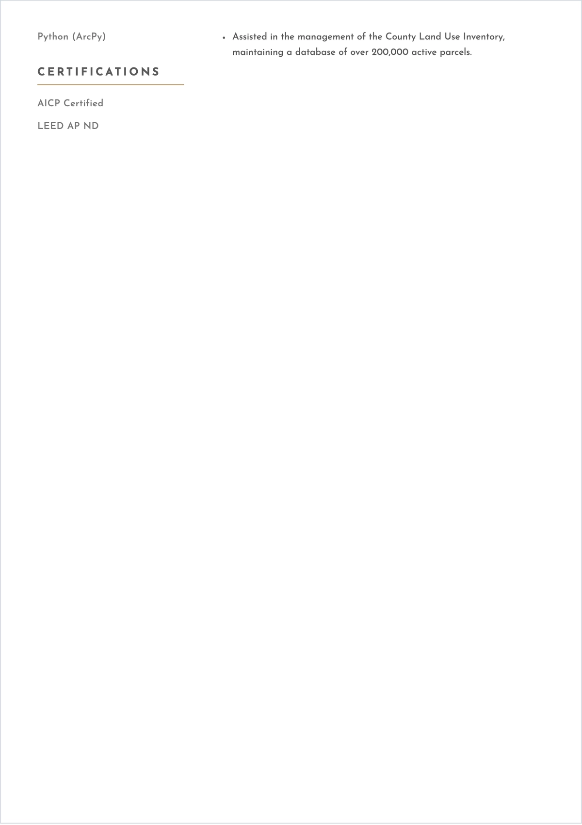 Free Urban Planner Outline GIS Resume Template to Edit Online