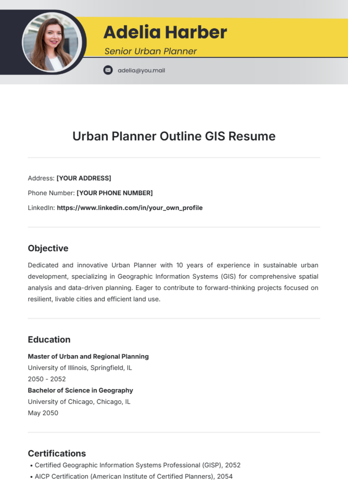 Urban Planner Outline GIS Resume Template - Edit Online & Download