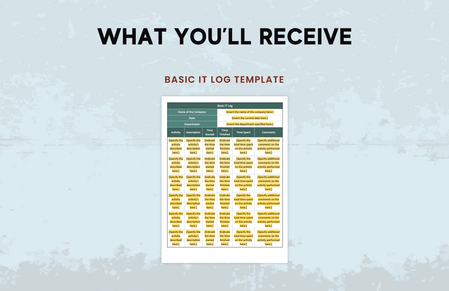 Basic IT Log Template