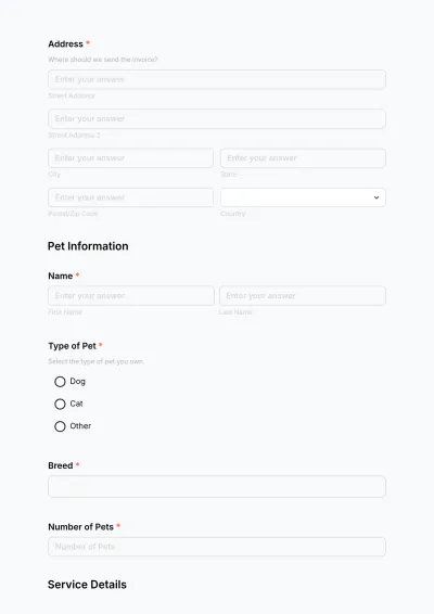 Free Pet Care Invoice Form Template to Edit Online