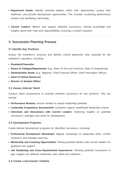 Free Educational Institution Succession Plan Template to Edit Online