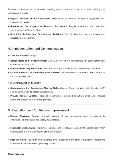 Free Educational Institution Succession Plan Template to Edit Online