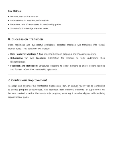 Free Printable Mentorship Succession Plan Template to Edit Online