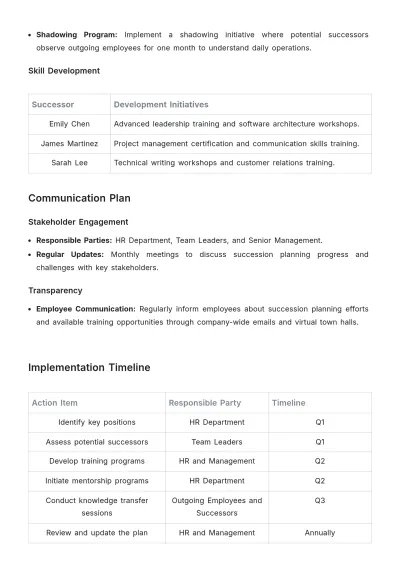 Free Remote Work Succession Plan Template to Edit Online