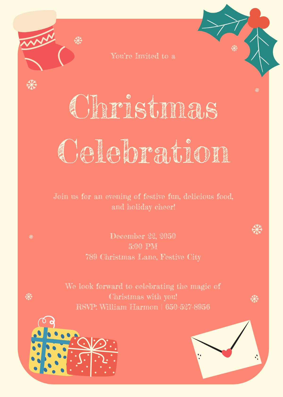 Free Custom Christmas Invitation Template