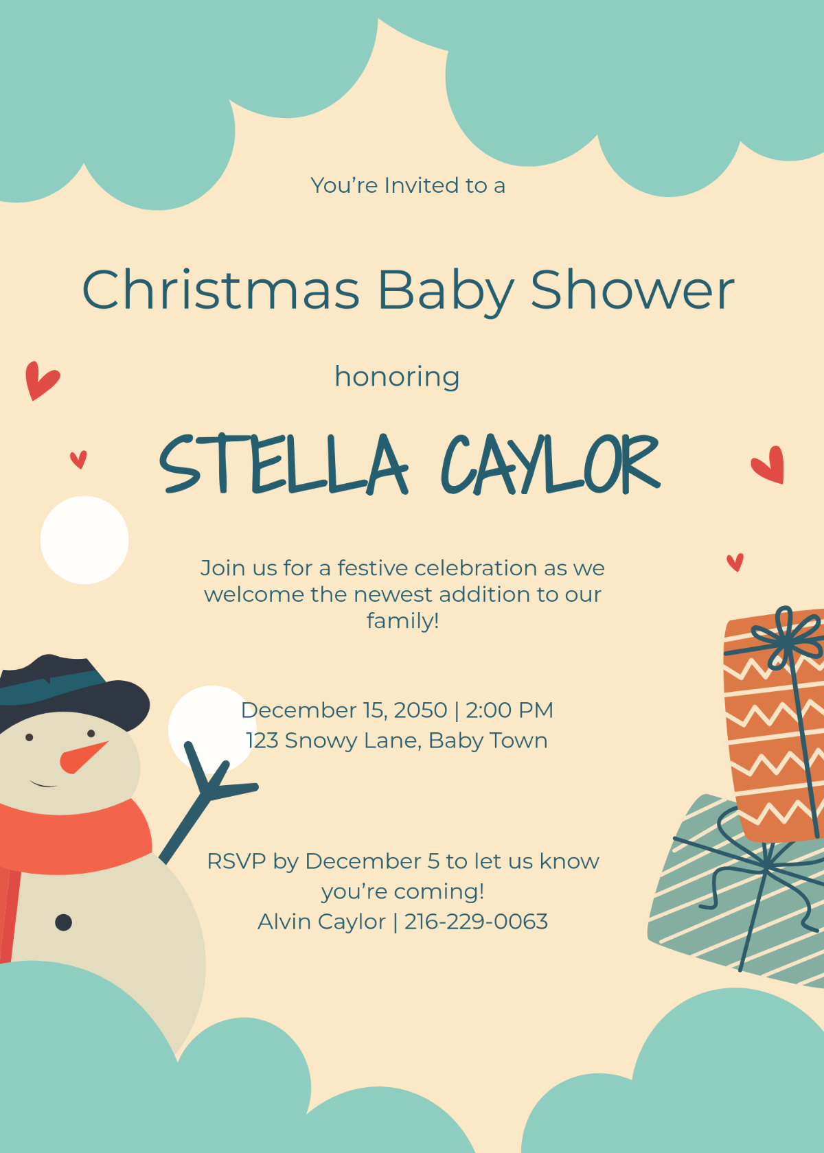 Free Christmas Baby Shower Invitation Template