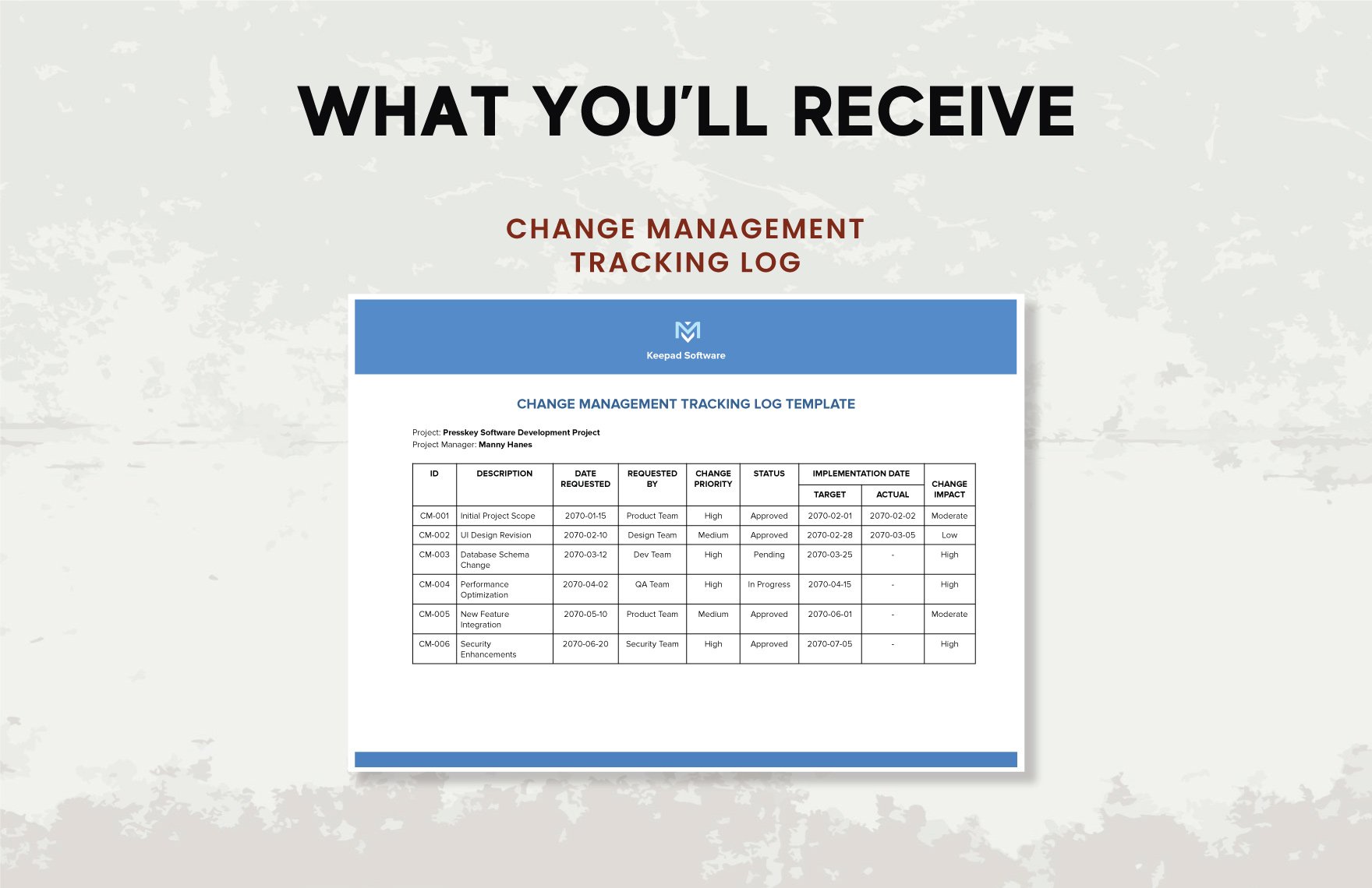 Change Management Tracking Log Template