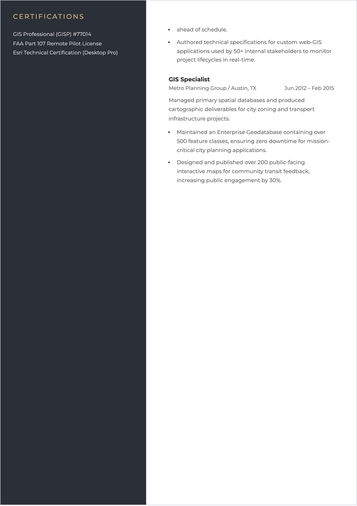 Free Freelance GIS Consultant ATS Resume Template, AI Resume Builder