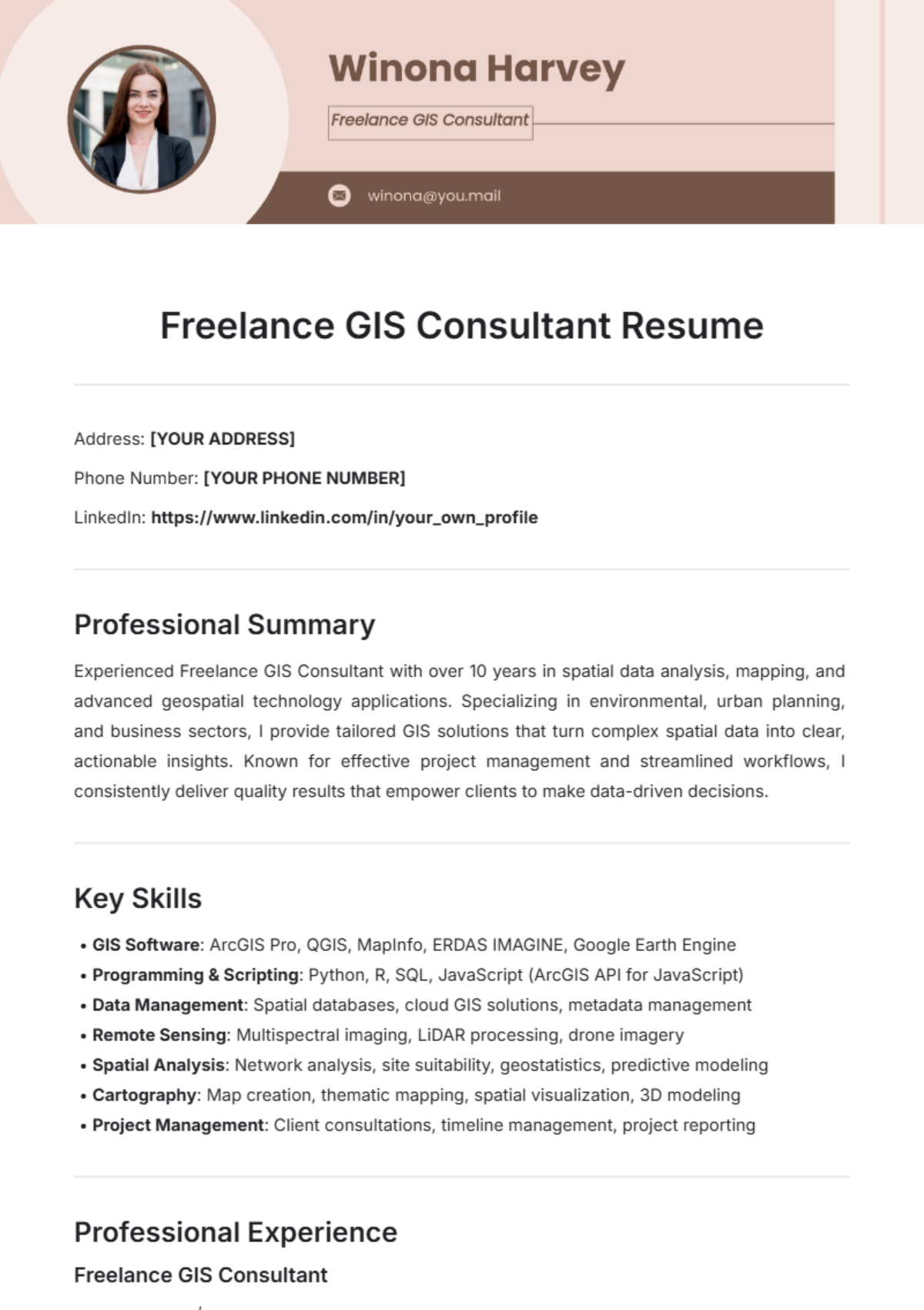 Freelance GIS Consultant Resume Template