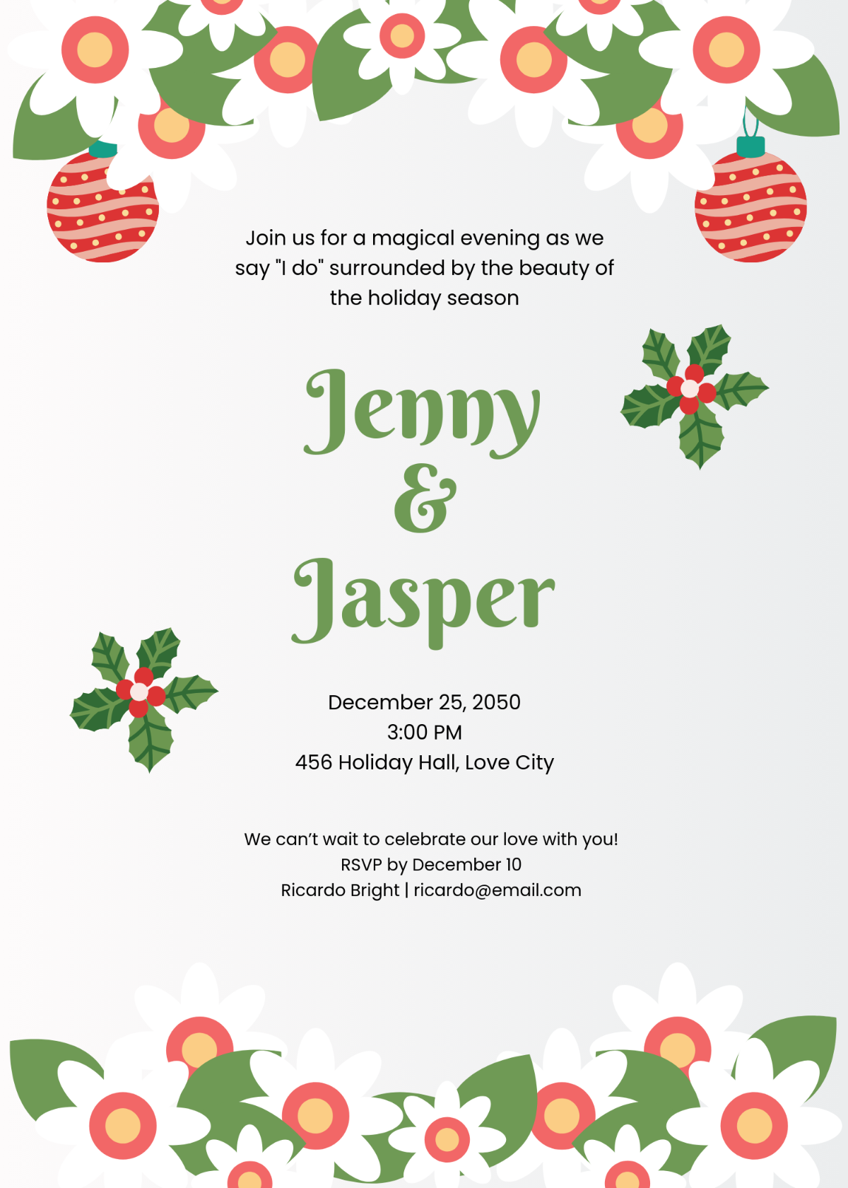 Christmas Wedding Invitation Template - Edit Online & Download