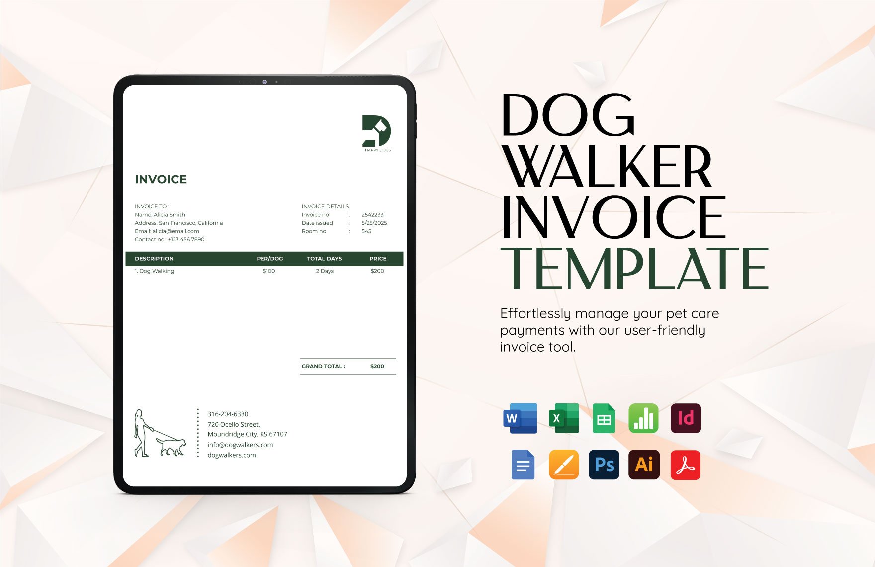 Dog Walker Invoice Template