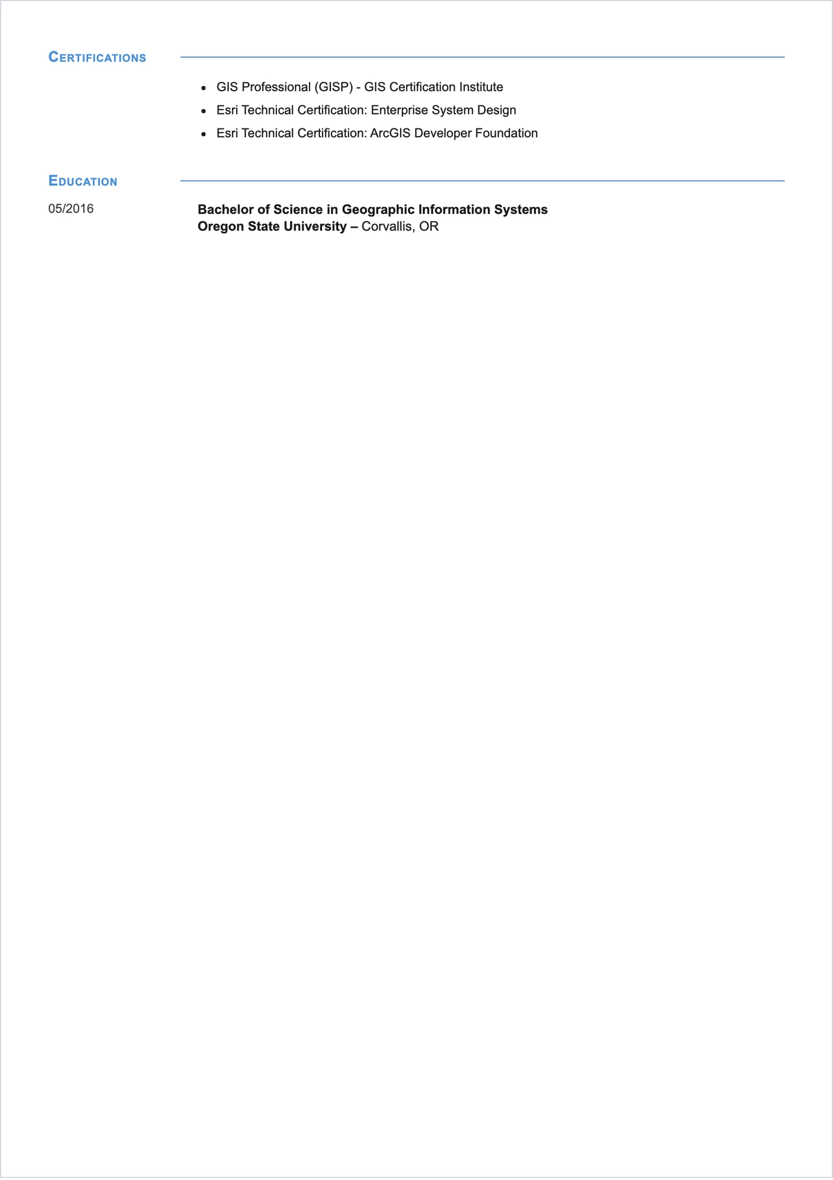 Free Professional Programmer GIS ATS Resume Template