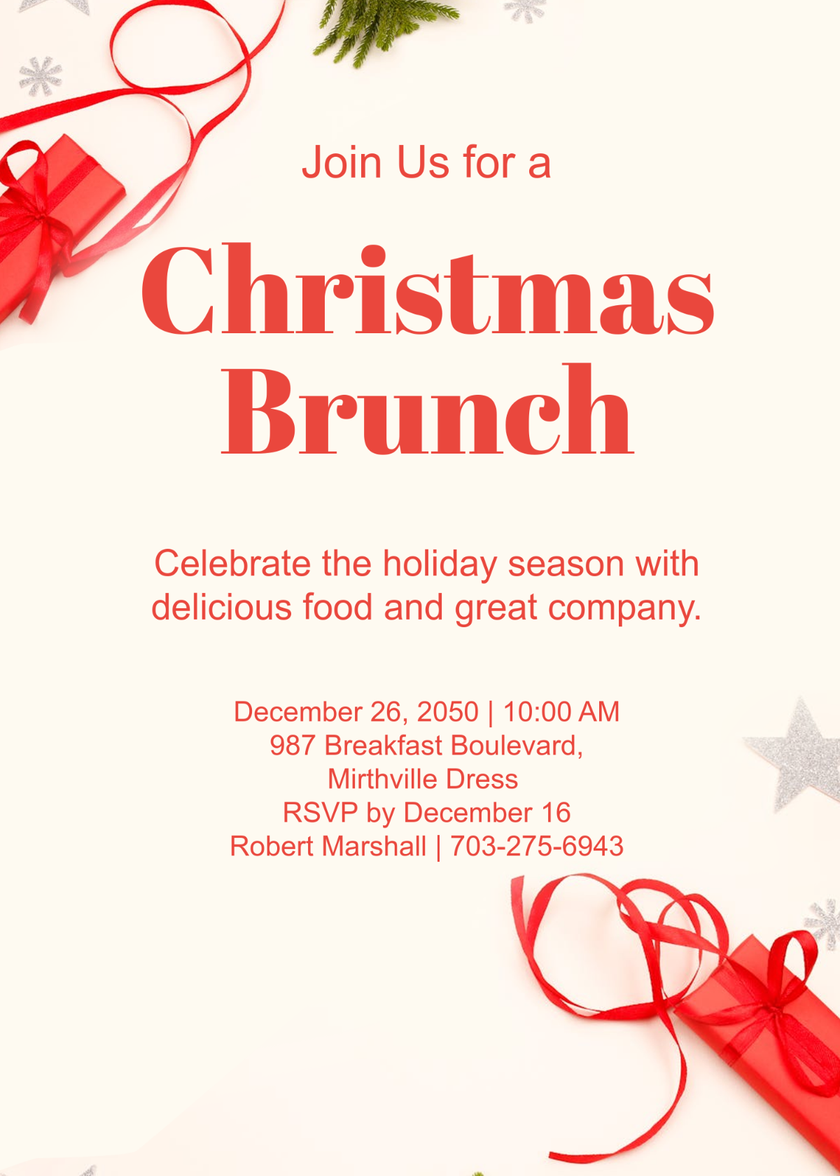 Free Colorful Christmas Brunch Invitation Template