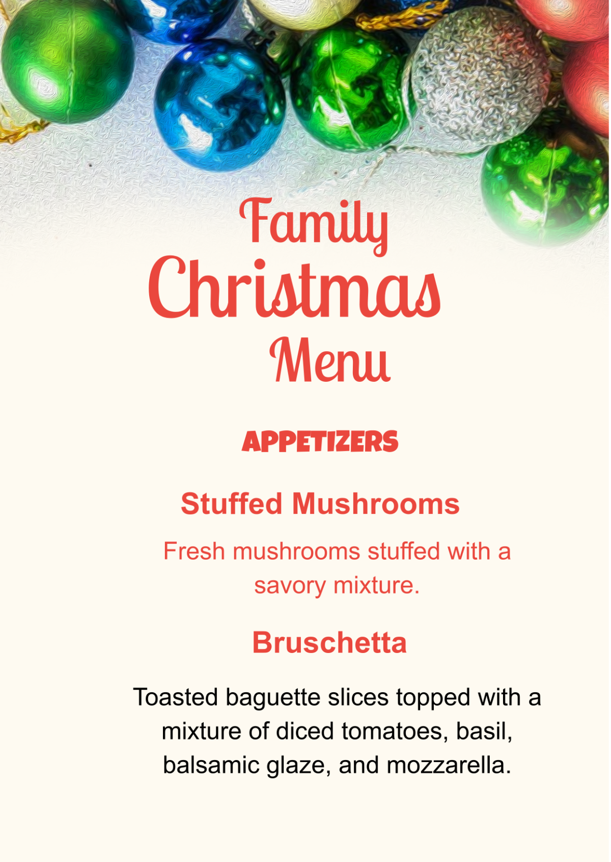 Family Christmas Menu Template - Edit Online & Download