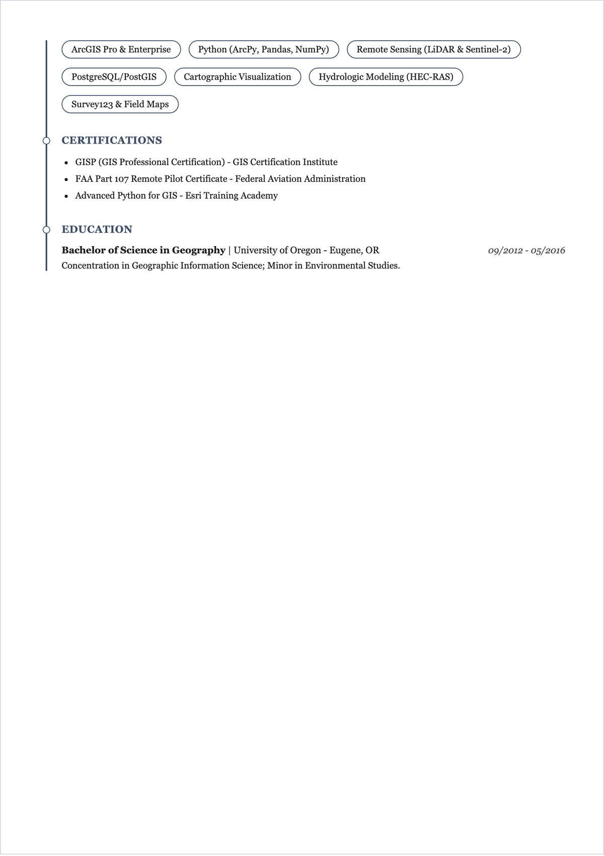 Free Geospatial Analyst GIS ATS Resume Template, AI Resume Builder