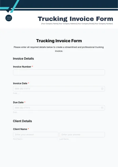 Free Trucking Invoice Form Template to Edit Online