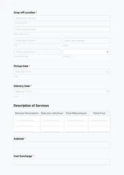 Free Trucking Invoice Form Template to Edit Online