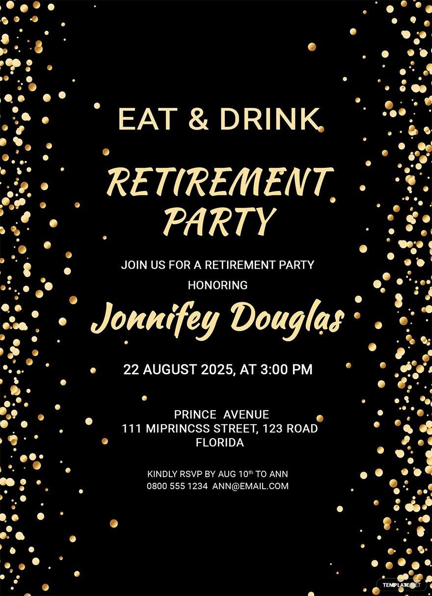 Surprise Retirement Party Invitation Template in Word, Illustrator, PSD, Apple Pages, Publisher, Outlook