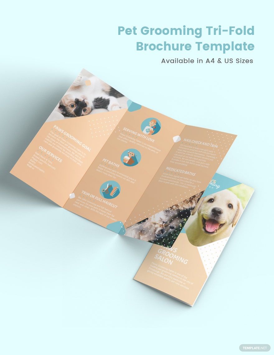 Pet Grooming Tri-Fold Brochure Template
