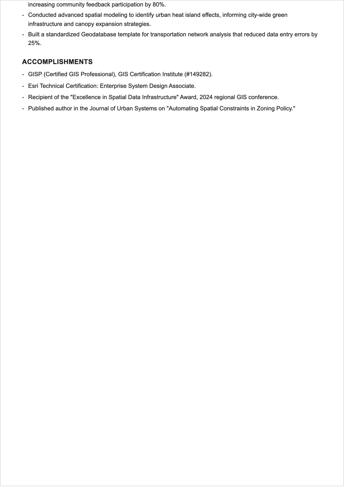Free GIS Architecture ATS Resume Template, AI Resume Builder