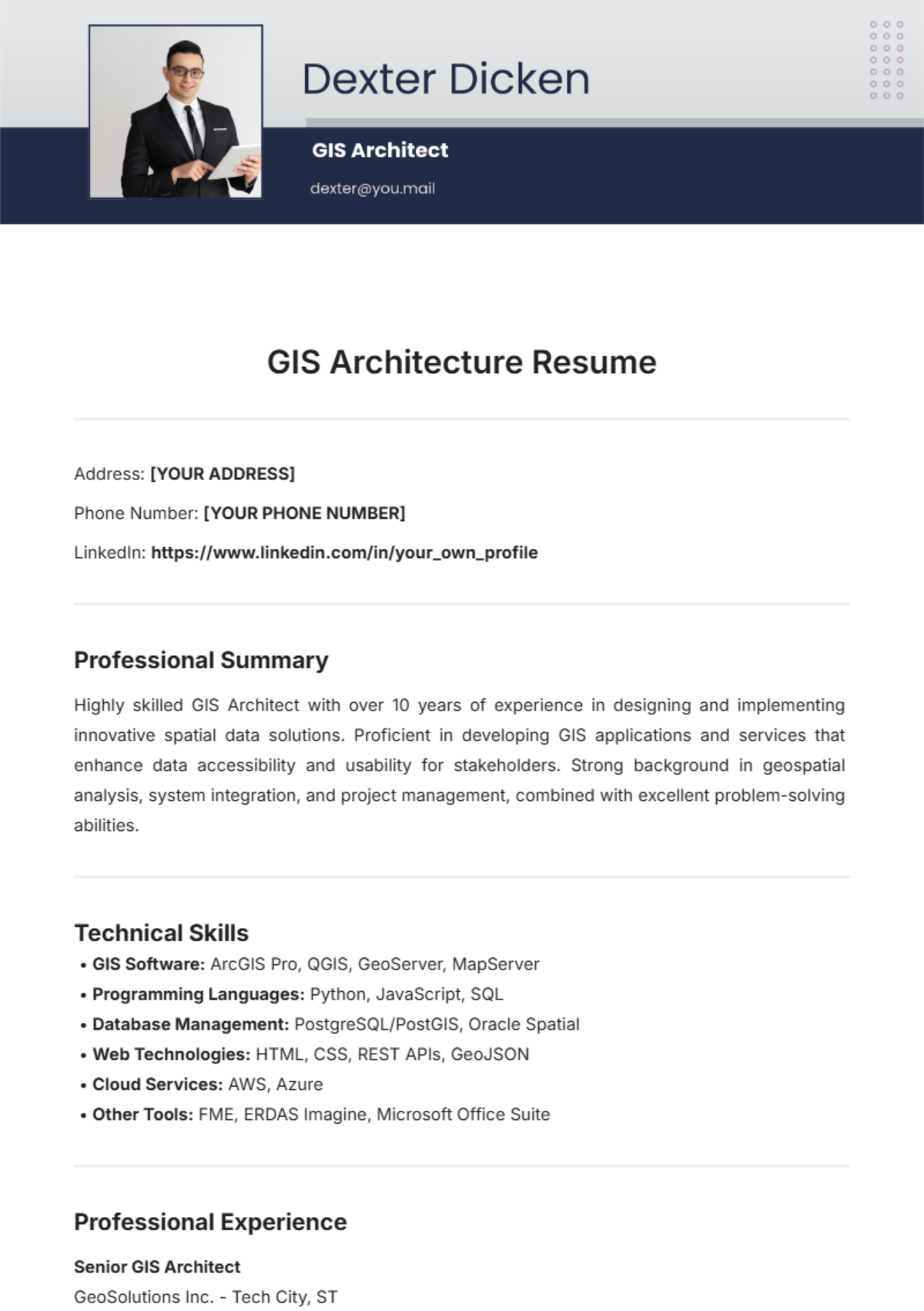 GIS Architecture Resume Template - Edit Online & Download