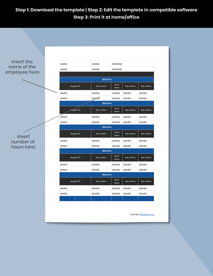 Blank Software Time Sheet Template