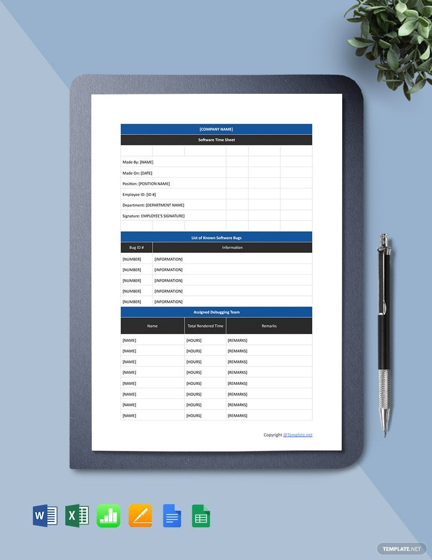 Free Blank Software Time Sheet Template