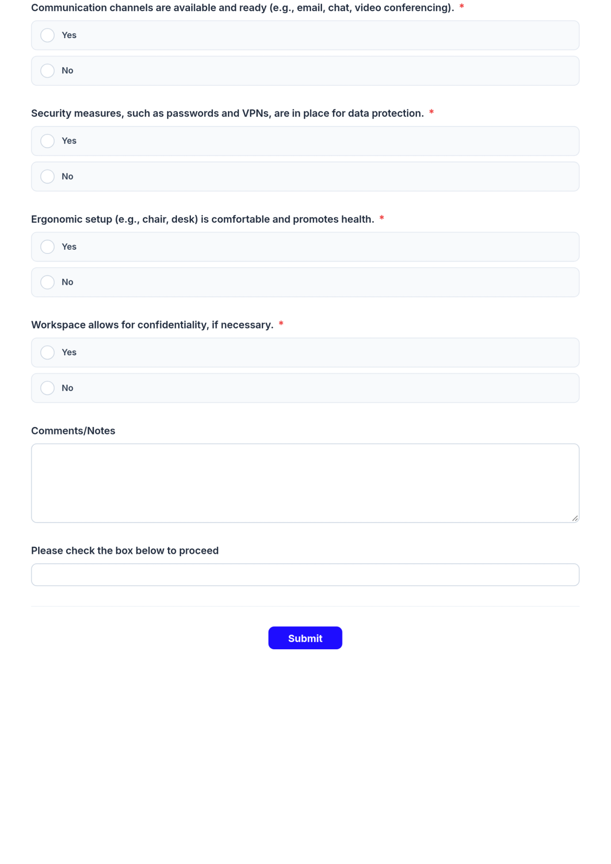 Free Remote Work Checklist Form Template & AI Maker
