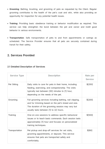 Free Pet Care Service Agreement Template to Edit Online