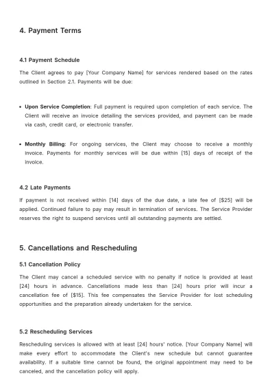 Free Pet Care Service Agreement Template to Edit Online
