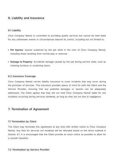 Free Pet Care Service Agreement Template to Edit Online