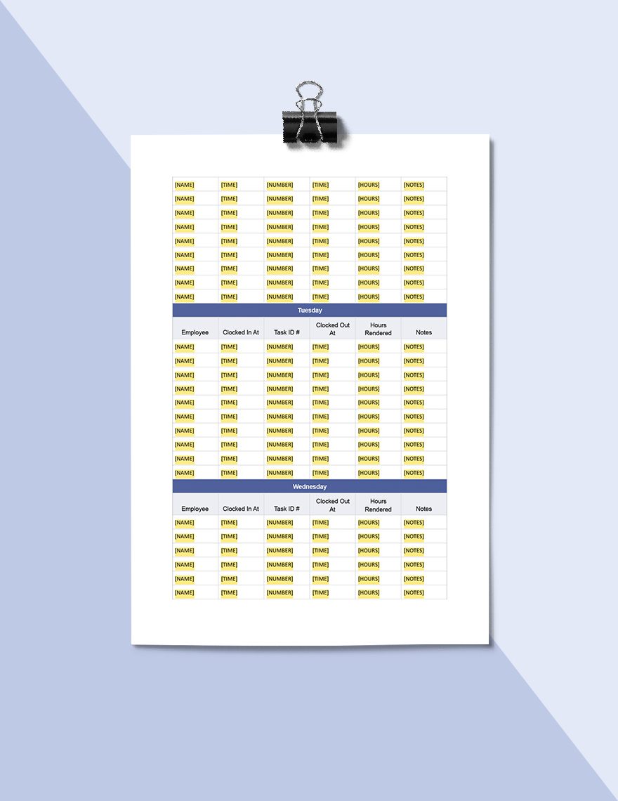 Software Project Time Sheet Template