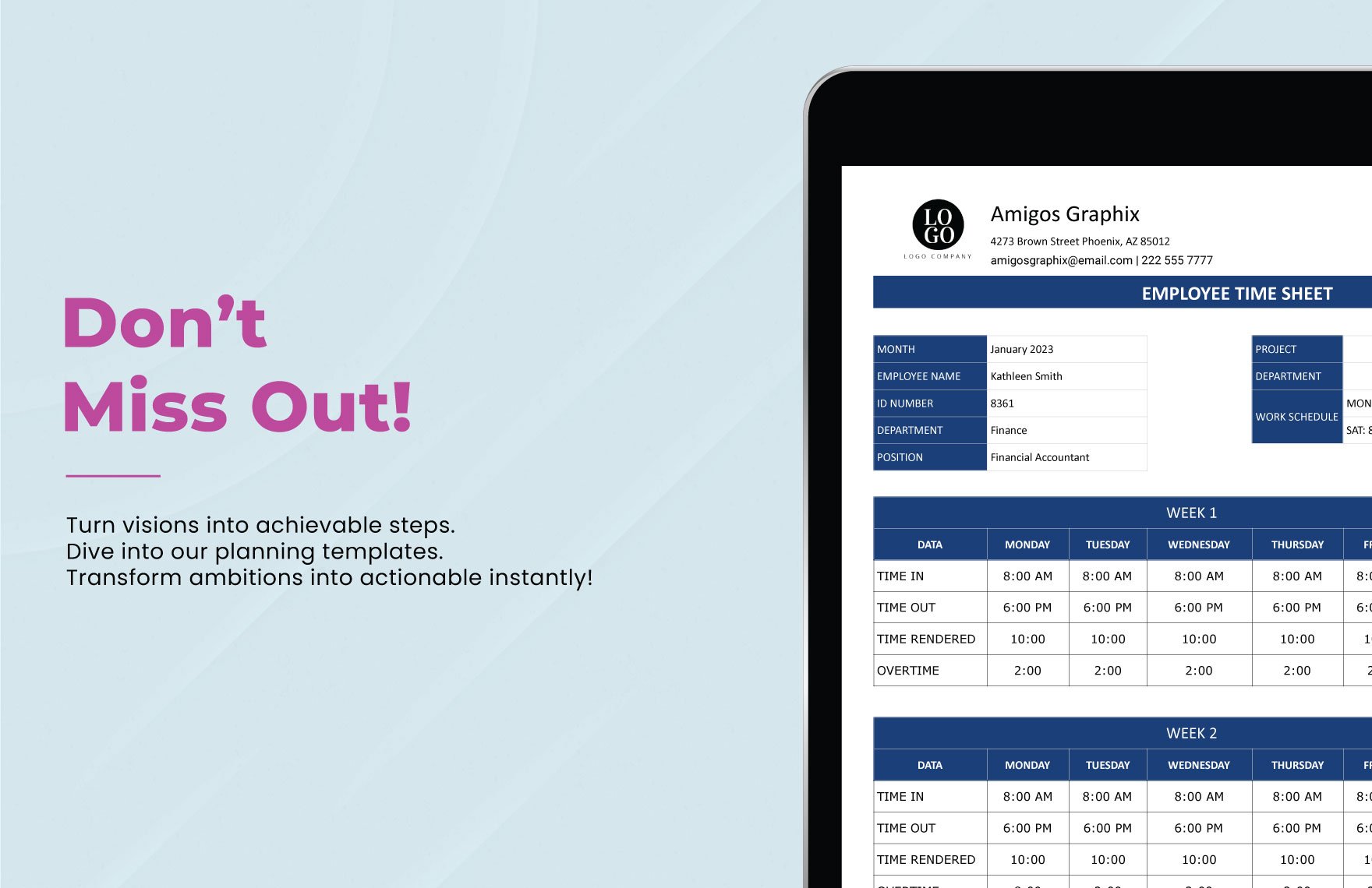 IT Employee Timesheet Template