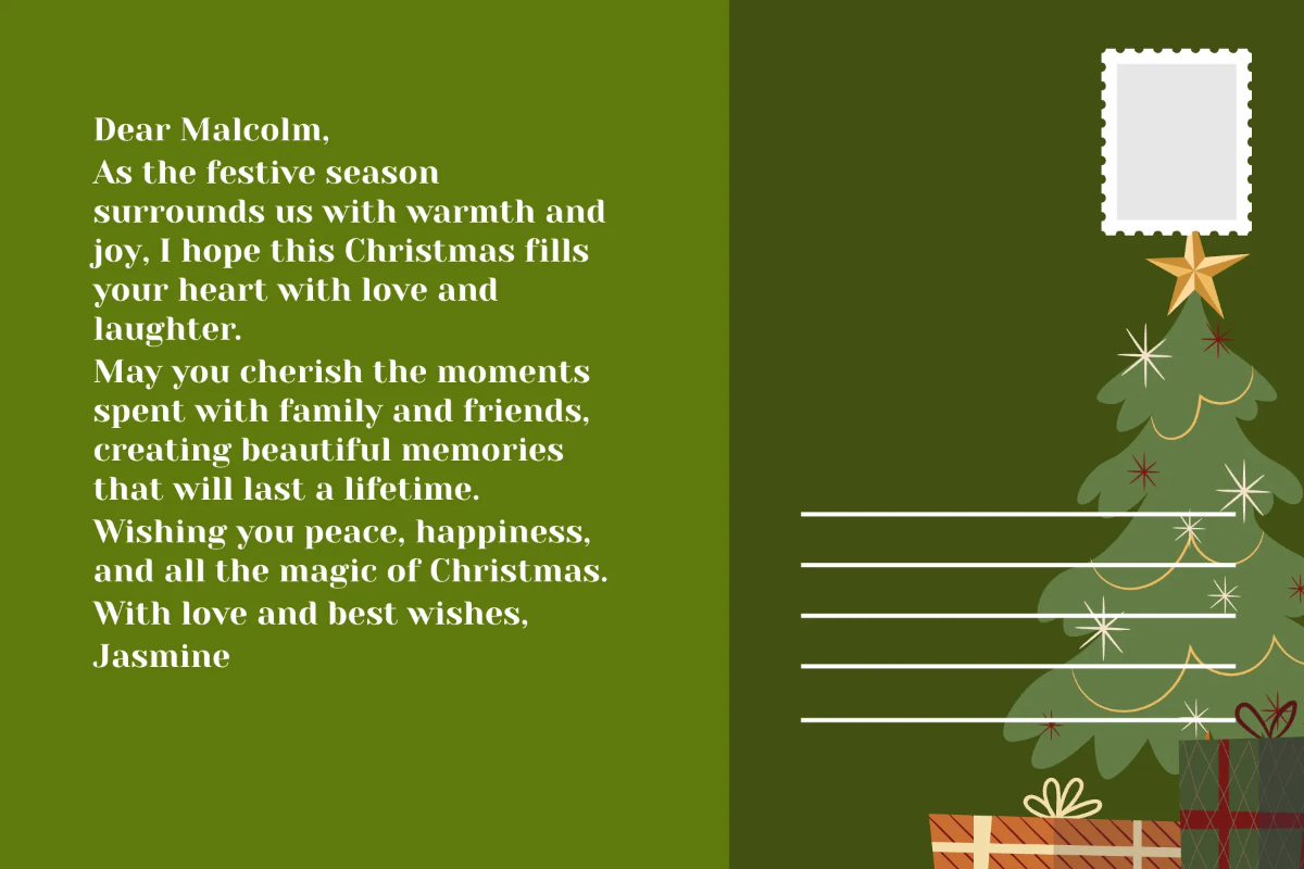 Free Printable Christmas Postcard Template to Edit Online