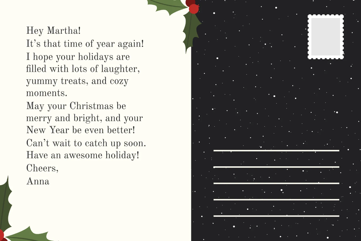 Free Black and White Christmas Postcard Template to Edit Online