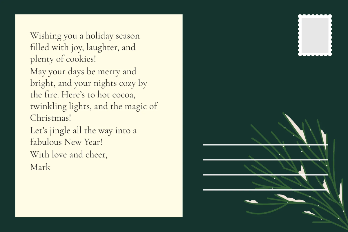 Free Editable Christmas Postcard Template to Edit Online