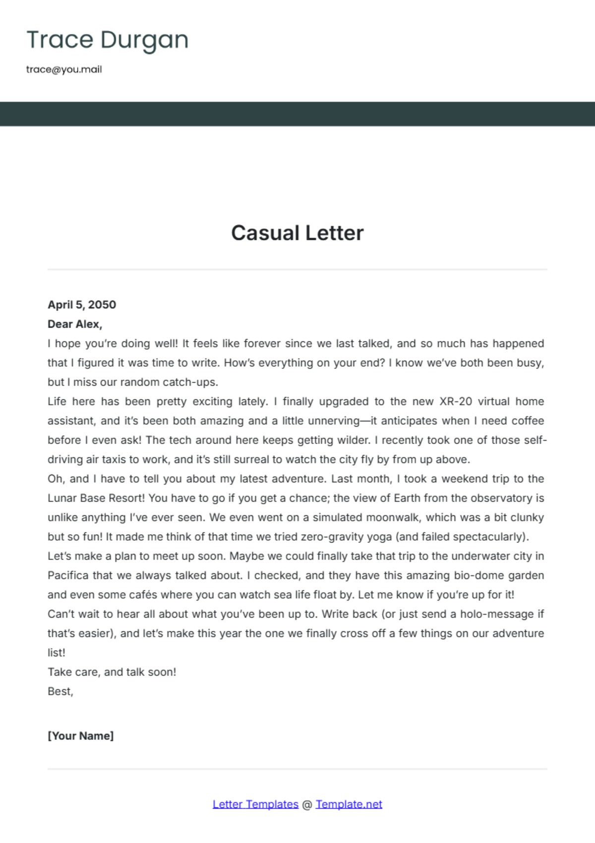 Casual Letter Template - Edit Online & Download