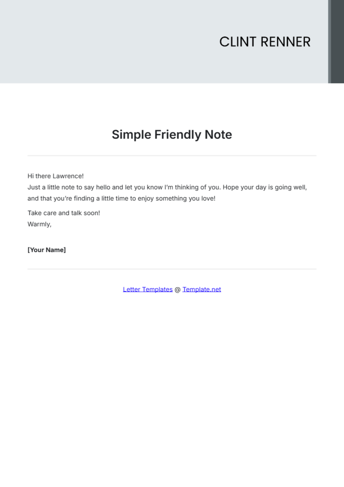 Simple Friendly Note Template - Edit Online & Download