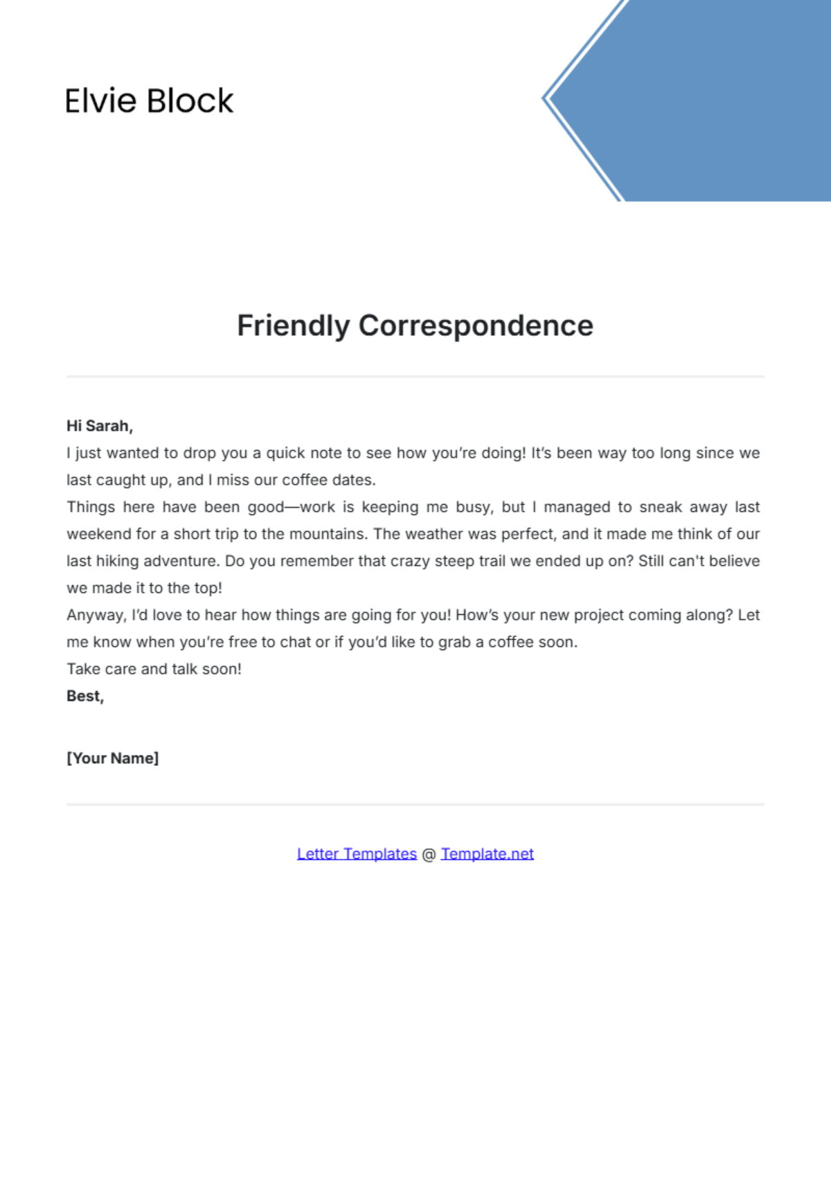 Friendly Correspondence Template - Edit Online & Download