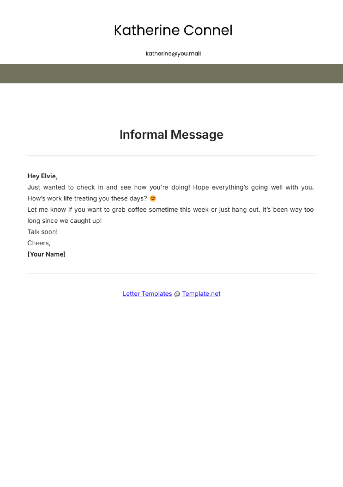 Free Informal Message Template