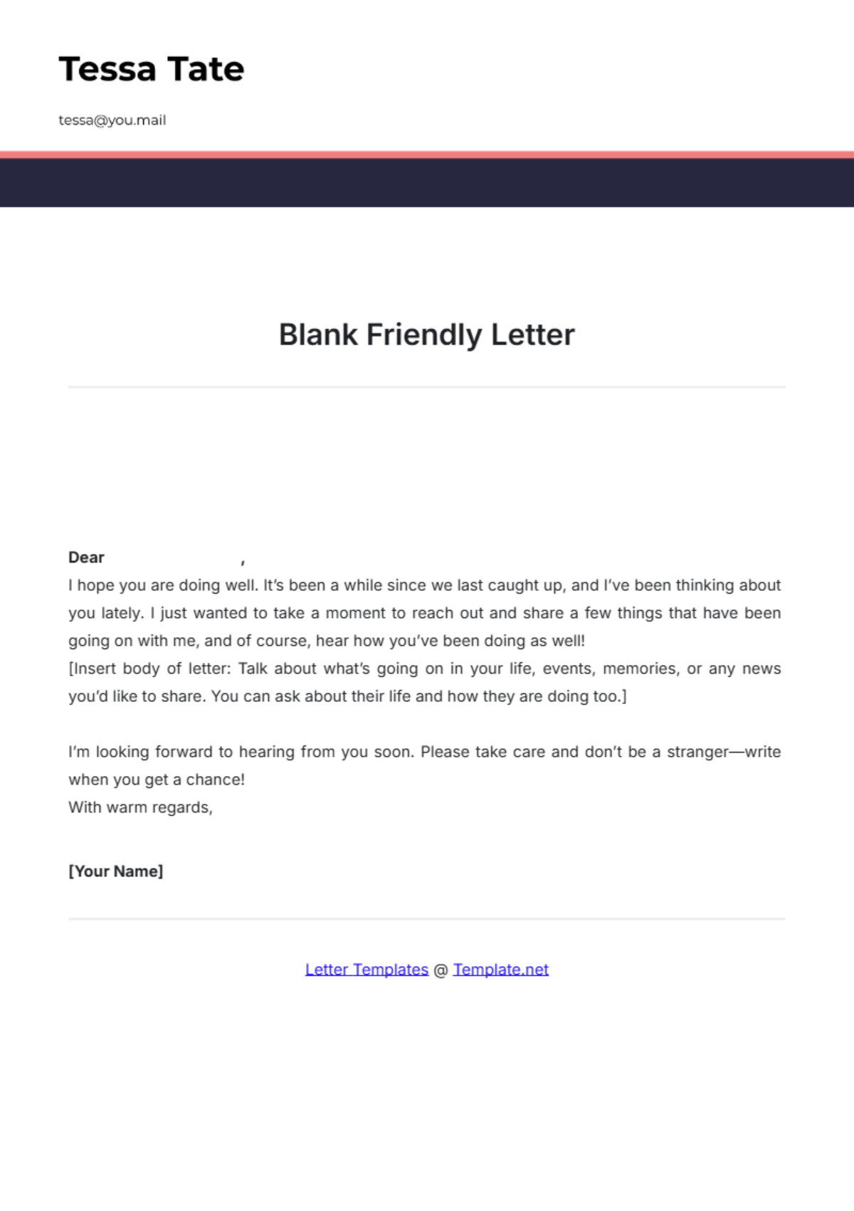 Blank Friendly Letter Template - Edit Online & Download