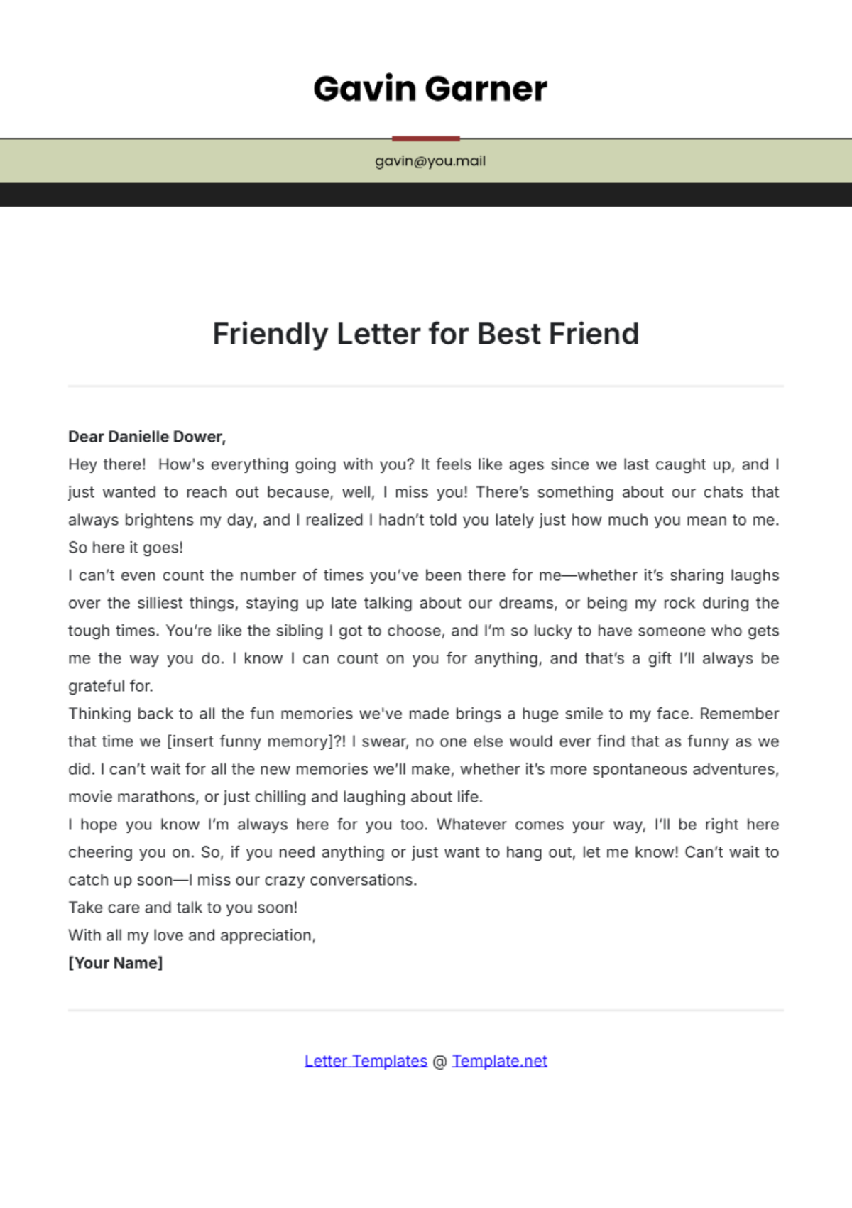 Friendly Letter Template for Best Friend - Edit Online & Download