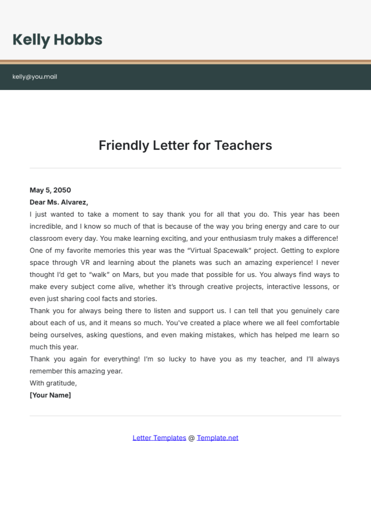 LetterFriendly Letter Template for Teachers - Edit Online & Download