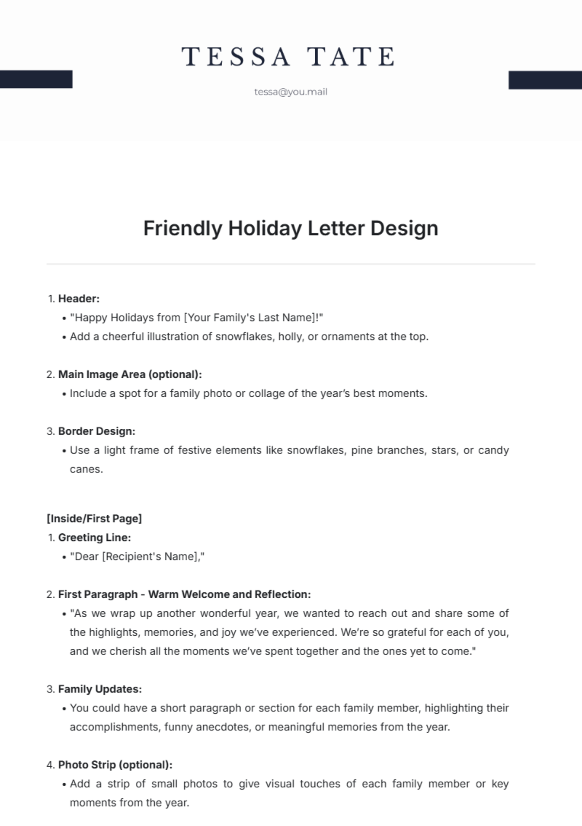 Friendly Holiday Letter Design Template - Edit Online & Download