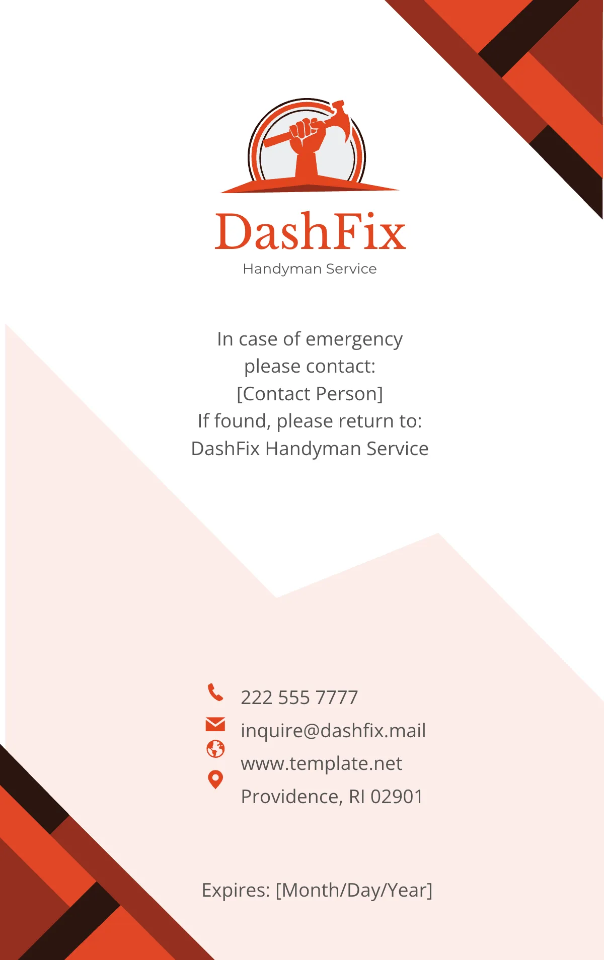 Free Handyman Service ID Card Template to Edit Online