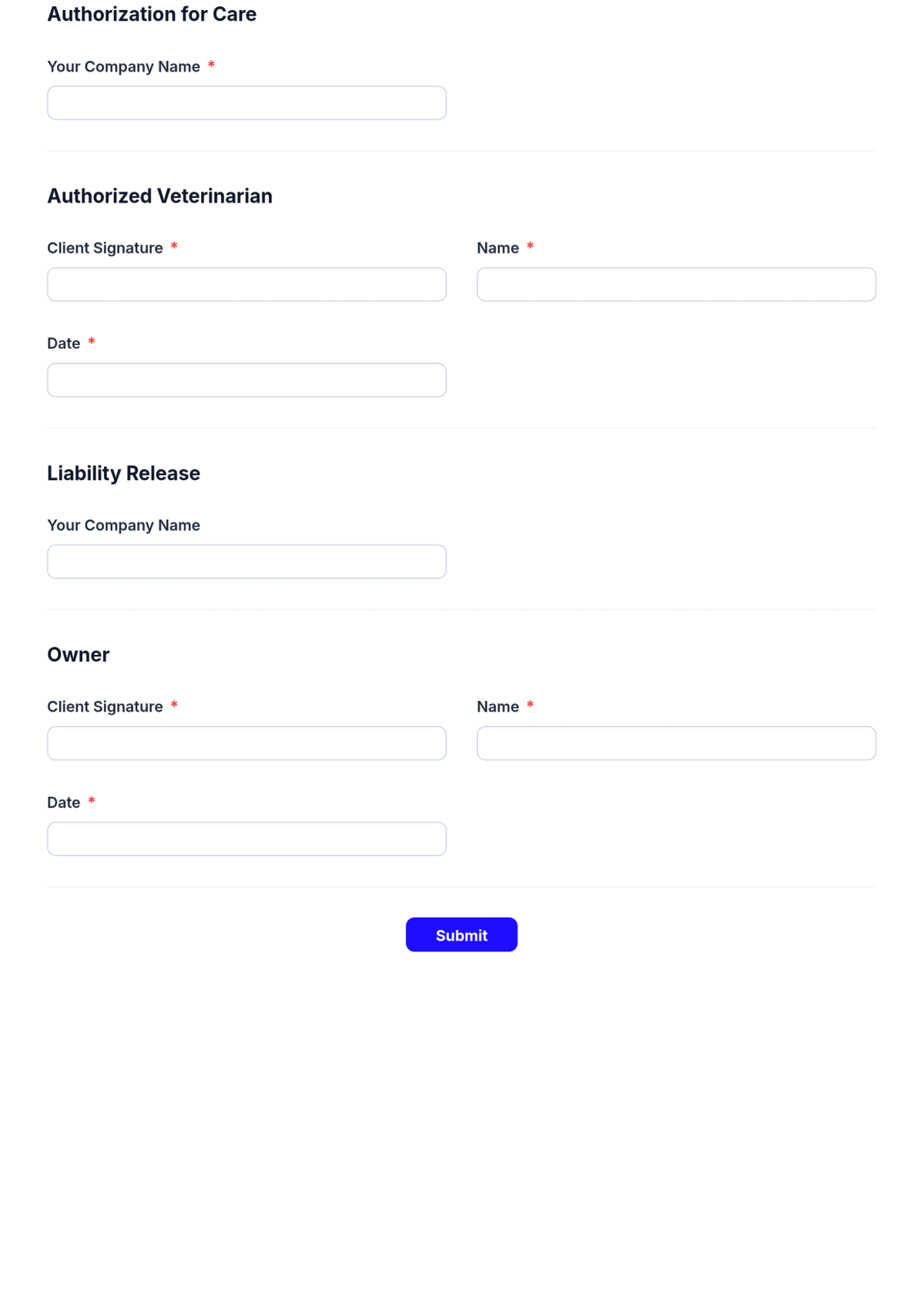 Free Pet Care Authorization Form Template & AI Maker Free Pet Care Authorization Form Template & AI Maker