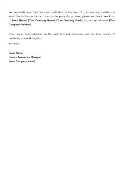 Free Simple Promotion Cover Letter Template to Edit Online