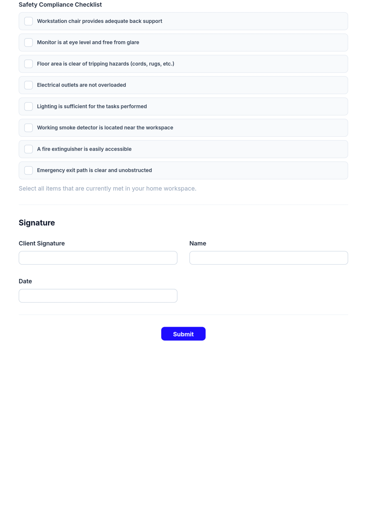 Free Home Office Safety Checklist Form Template & AI Maker Free Home Office Safety Checklist Form Template & AI Maker